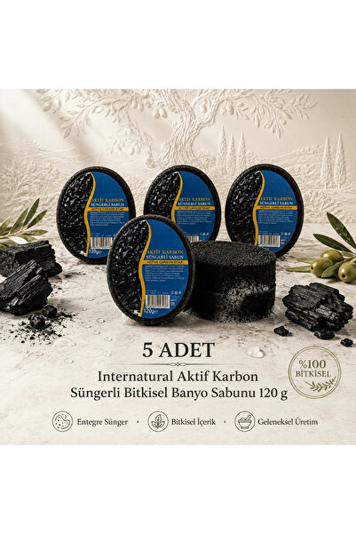 Dermolive Internatural Activated Carbon Sponge Herbal Bath Soap 5 Pack (5 X 1...