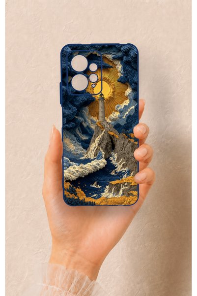 Vip Case Redmi Note 12 4G Uyumlu Deniz Feneri Desenli Silikon Kılıf