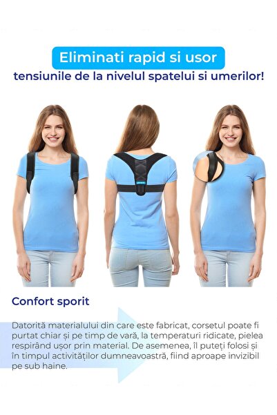 Viacare Corector Postural Reglabil – Ham pentru Spate Drept, Umeri și Coloană Vertebrală