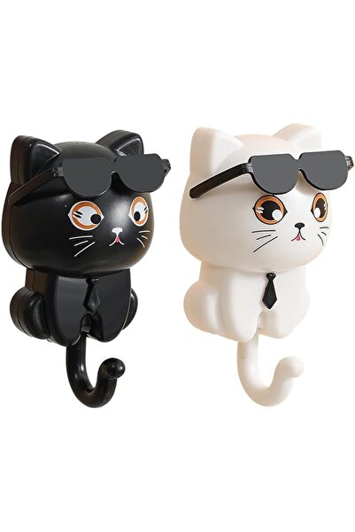 Yelajoy 2 PCS Adhesive Coat Hooks, Cute Cat Key Hook, Wall Mounted Key Holder...