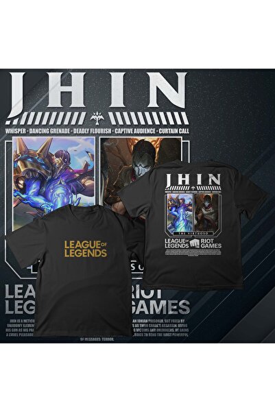 EZ Design League of Legends -Jhin- Printed Black Oversize T-Shirt