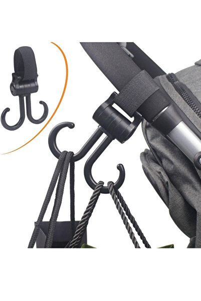 Privo Baby Stroller Bag Hanger with 360 Degree Rotating Hook and Velcro Item Carrying Apparatus Set
