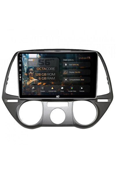 HUB64 Navigatie Android Hyundai I20 (2008-2012), 9 inch, 6GB RAM, CarPlay si ...