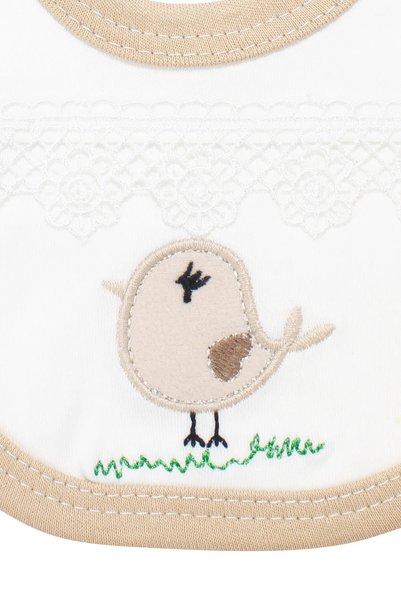 bebegen Baby Girl Brown Lace Apron with Chick Motif and Tie