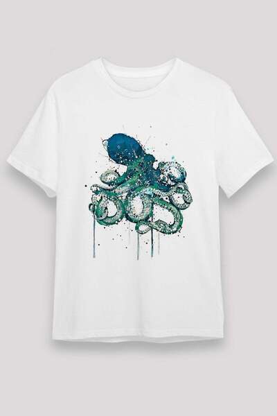 Darkhane Octopus Unisex Printed White T-Shirt - Tshirt