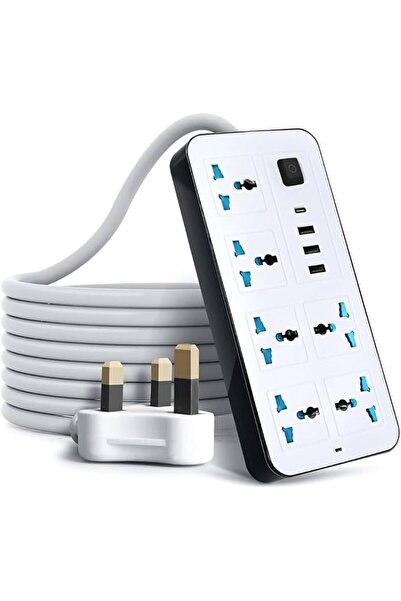 KOWVOWZ شريط طاقة مع سلك تمديد 6 منافذ، محول قابس مع 4 منافذ USB، مقبس شحن مع...