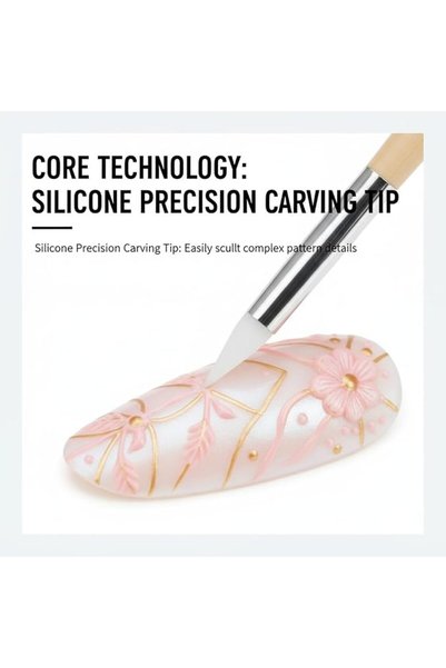 KASTWAVE Silicone Nail Art Sculpture Pens, 5Pcs Precision Nail Polish Carving Tools with Rubber Tip Brushes f