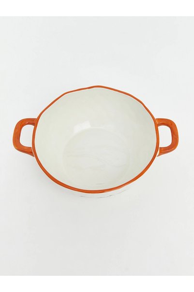 LC Waikiki Lcw Home Mixed Pumpkin Pattern Double Handle Ceramic Salad Bowl