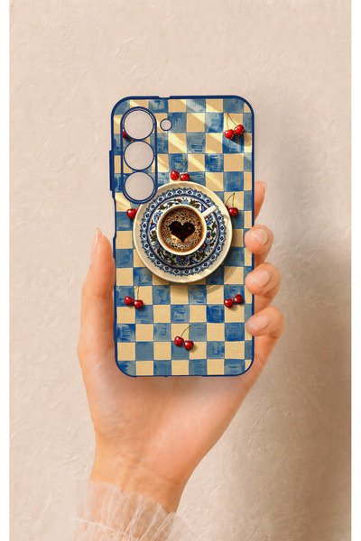Vip Case Samsung S23 Compatible Heart Coffee Pattern Silicone Case