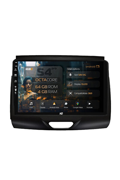 HUB64 Σύστημα πλοήγησης Android Ford Ranger (2015-2018), 9 ιντσών, 4GB RAM, C...