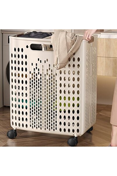 TMOHRA Laundry Basket with Wheels, Rolling Laundry Hamper With Partition,Fold...