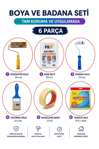 İzmir Fırça Painting Set 6 Pieces - Painter's Set - Complete Set - Roller 20 ...