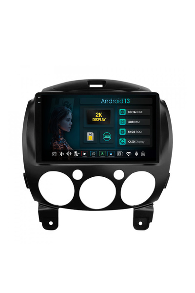 HUB64 Navigație Android Mazda 2 (2007-2014), 9,5 inch, 4GB RAM, CarPlay și An...