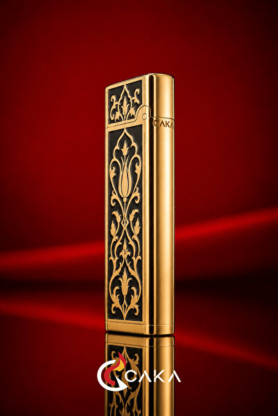 caka lighter CAKA Zen Serisi Lalezar Siyah Mine İşlemeli Çakmak