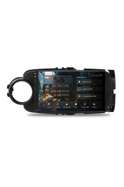 HUB64 Navigație Android Toyota Yaris (2010-2018), 9 inch, 6GB RAM, CarPlay și...