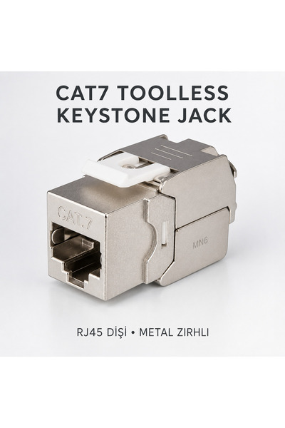 MN6 Mn118X Cat7 Keystone Jack Rj45 Female Module Tool-Free Metal 5 Pcs Armore...