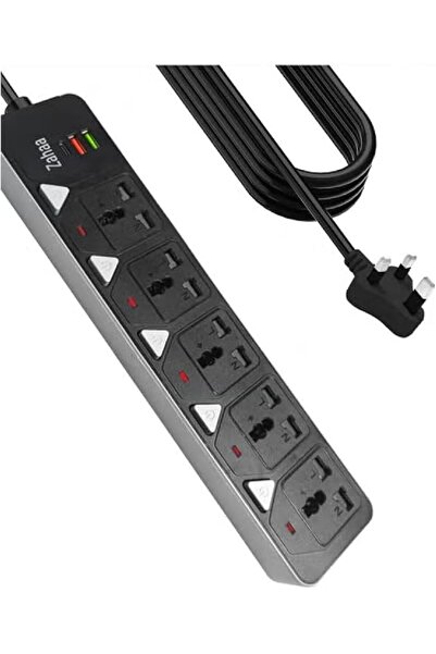 Zahaa 5M Universal Power Extension Cord, 5 Power Plugs, 2 USB & 1 PD Type-C C...