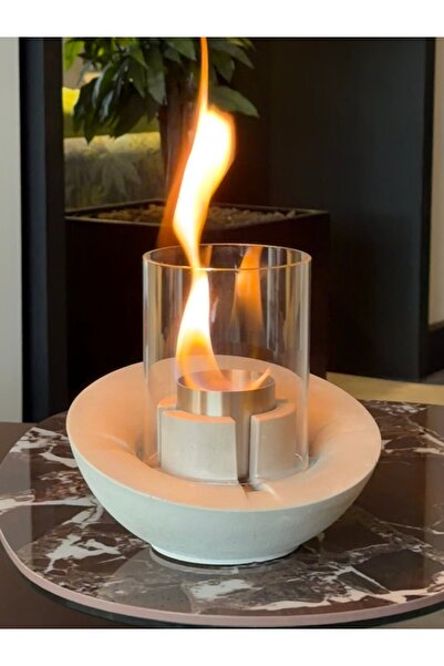 Nilm Design More Nilm Design 3’lü Dekoratif Beton Masaüstü Şömine Seti | Baca...