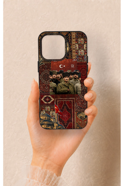 Vip Case iPhone 15 Pro Max Uyumlu Bozkurt ve Atatürk Desenli Silikon Kılıf
