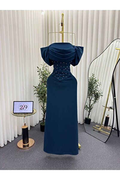 Boutique 219 فستان سهرة كحلي كريب