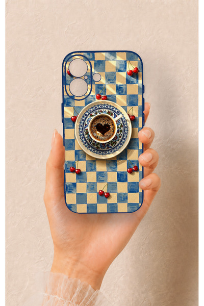 Vip Case iPhone 17 Uyumlu Kalpli Kahve Desenli Silikon Kılıf