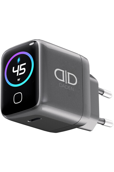 DD Daden Incarcator 45W Turbo Fast Charge GaN cu Afisaj Digital TFT DaDen, Cablu Type C inclus, 1x USB Type-C, Incarcare Rapida Power Delivery PD 3.2 AVS, Monitorizare Putere si Temperatura, Protectie Intelige