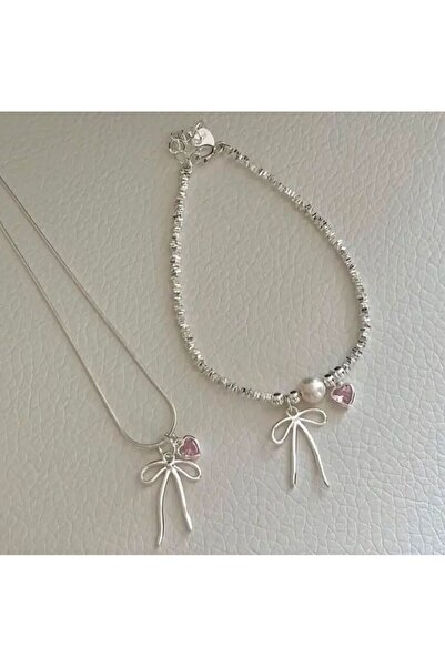 Heda Jewelry مجموعة مجوهرات الشريط - طقم قلادة وسوار من الشريط