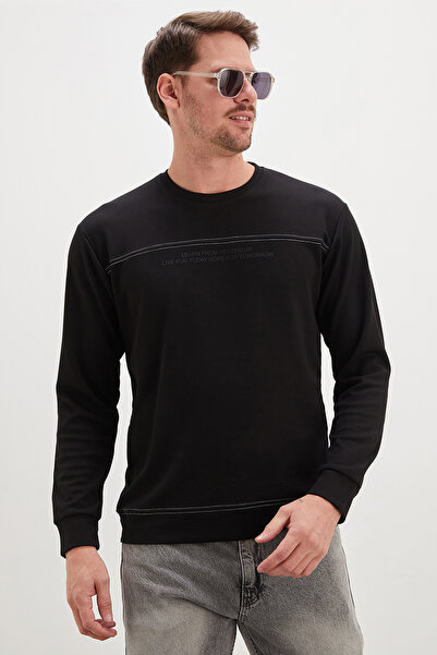Fulla Moda Text Printed Green Crew Neck Modal Sweatshirt