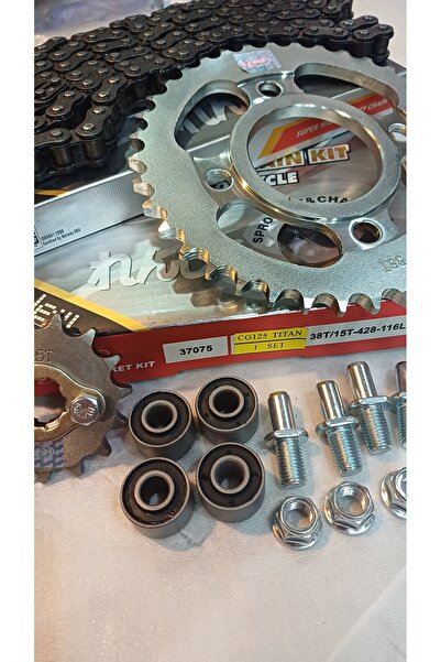 İtimat Honda TİTAN125 Ön arka dişli+zincir+takoz full set.(15-38T)1996....200...