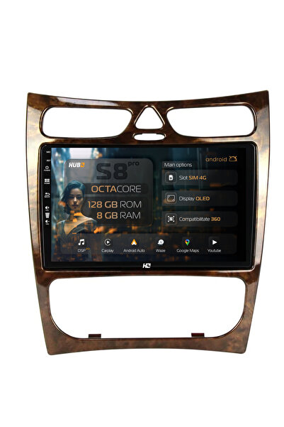 HUB64 Navigație Android Benz CLK (W209) (2002-2005), 9 inch, 8GB RAM, CarPlay...