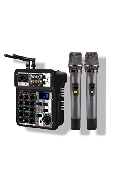 König K-6000 2x200 Watt 6 Kanallı 2 Kablosuz UHF Mikrofonlu Şarjlı Power Mikser