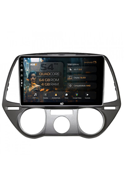 HUB64 Σύστημα πλοήγησης Android Hyundai I20 (2008-2012), 9 ιντσών, 4GB RAM, C...