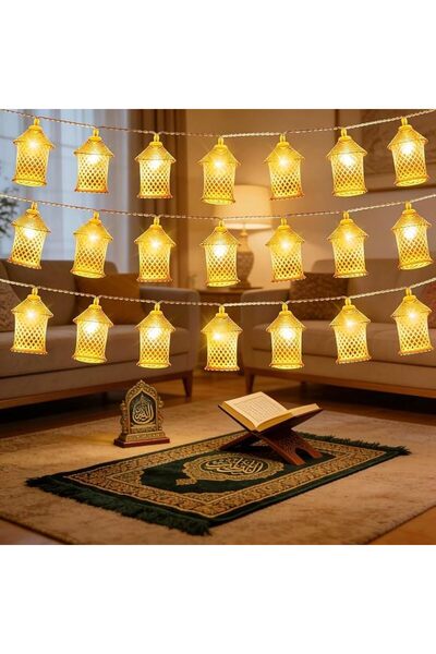 Pomefar أضواء سلسلة فوانيس رمضان تعمل بالبطارية بطول 9.8 قدم، 20 مصباح LED عل...