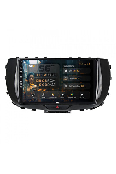 HUB64 Navigație Android Kia Soul (2019+), 9 inch, 6GB RAM, CarPlay și Android...
