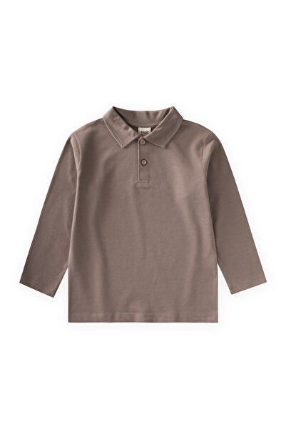 Cigit Polo Collar Long Sleeve T-Shirt 5-12 Years S Mink