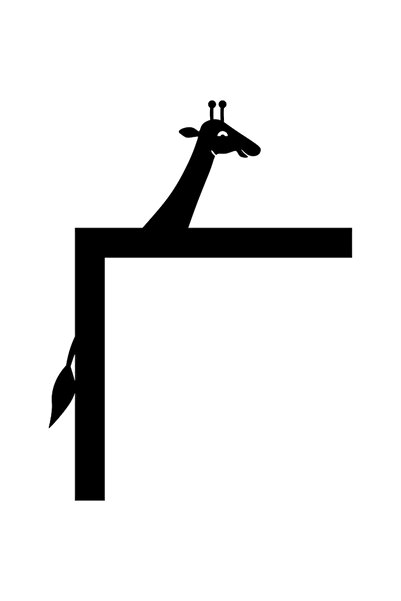 OEM Decor pentru ușă, MDF, Negru, Formă de animal-4, Girafă, Dimensiuni inter...