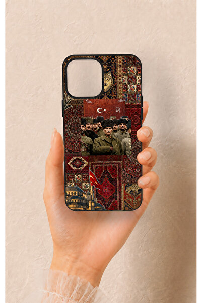 Vip Case iPhone 12 Pro Max Uyumlu Bozkurt ve Atatürk Desenli Silikon Kılıf