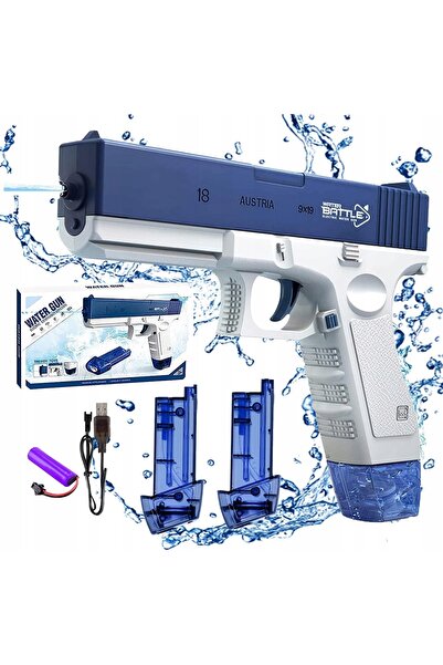 Skleplolki Pistol electric de apă albastru-alb, 2 rezervoare, acumulator 3,7 ...