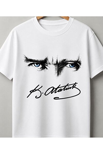 SİBELİZE Unisex Ataturk Eye and Signature Printed T-Shirt