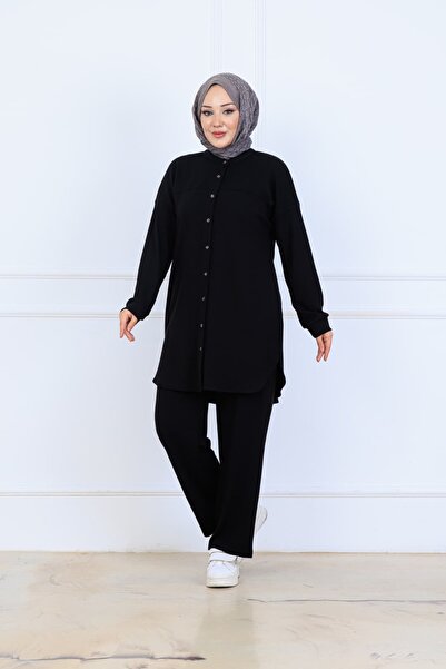ELVA MODA Bürümcük Kumaş Kadın İkili Takım-Gömlek Pantolon 10128