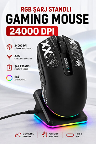 asua Kablosuz Gaming Mouse Bluetooth 2.4G Kablolu 3 Mod Bağlantılı 24000 DPI ...