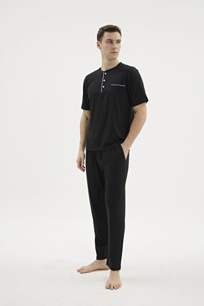Volenta Shop Kocabey Bkk-26404 Battal Midi Collar Pajama Set