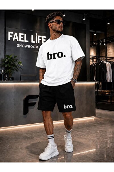 FAEL LİFE New Season Unisex T-Shirt and Shorts Bro Printed Set