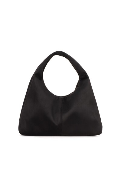 BAHELS Siyah Süet Kadın Shopper Omuz Çantası – Yumuşak Form Vintage Model