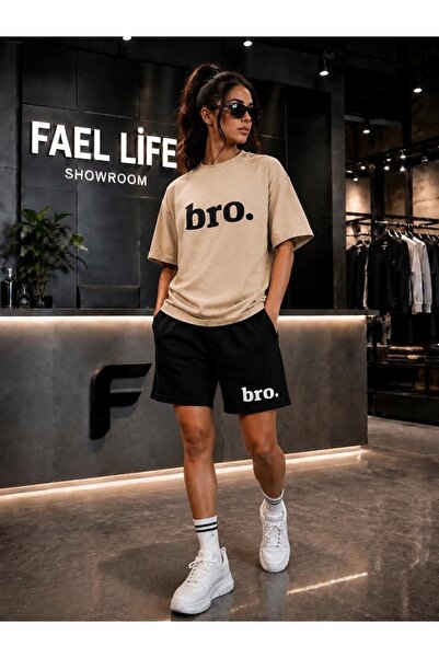 FAEL LİFE New Season Unisex T-Shirt and Shorts Bro Printed Set