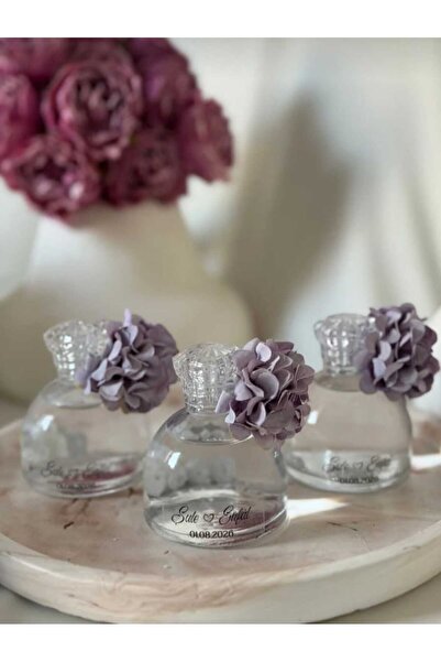 Genel Markalar Kişiye Özel Çiçekli Kolonya Şişesi 10’lu Set Nikah Nişan Söz H...