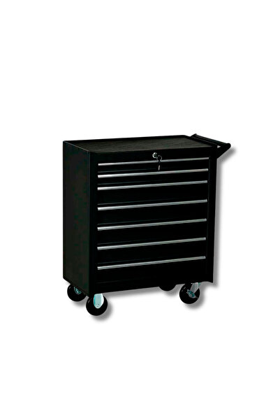 OEM Dulap stație de lucru, Standard, 7 sertare, negru mat, cu roți și încuiet...