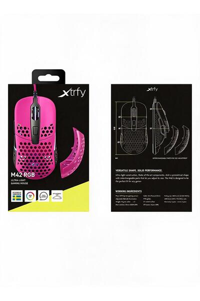 Xtrfy M42 RGB Wired Gaming Mouse -UltraLightweight 59g, changeable part adjus...