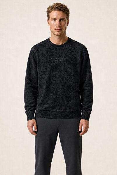Redline Rummi Patterned Winter New Season Men's Regular Fit Sweatshirt Black