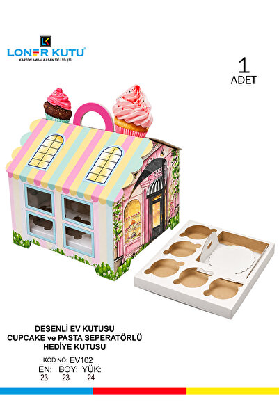 Loner Kutu Hediyelik Kutu Yılbaşı Kutusu Doğum Günü Kutusu Cupcake Kutusu Pas...